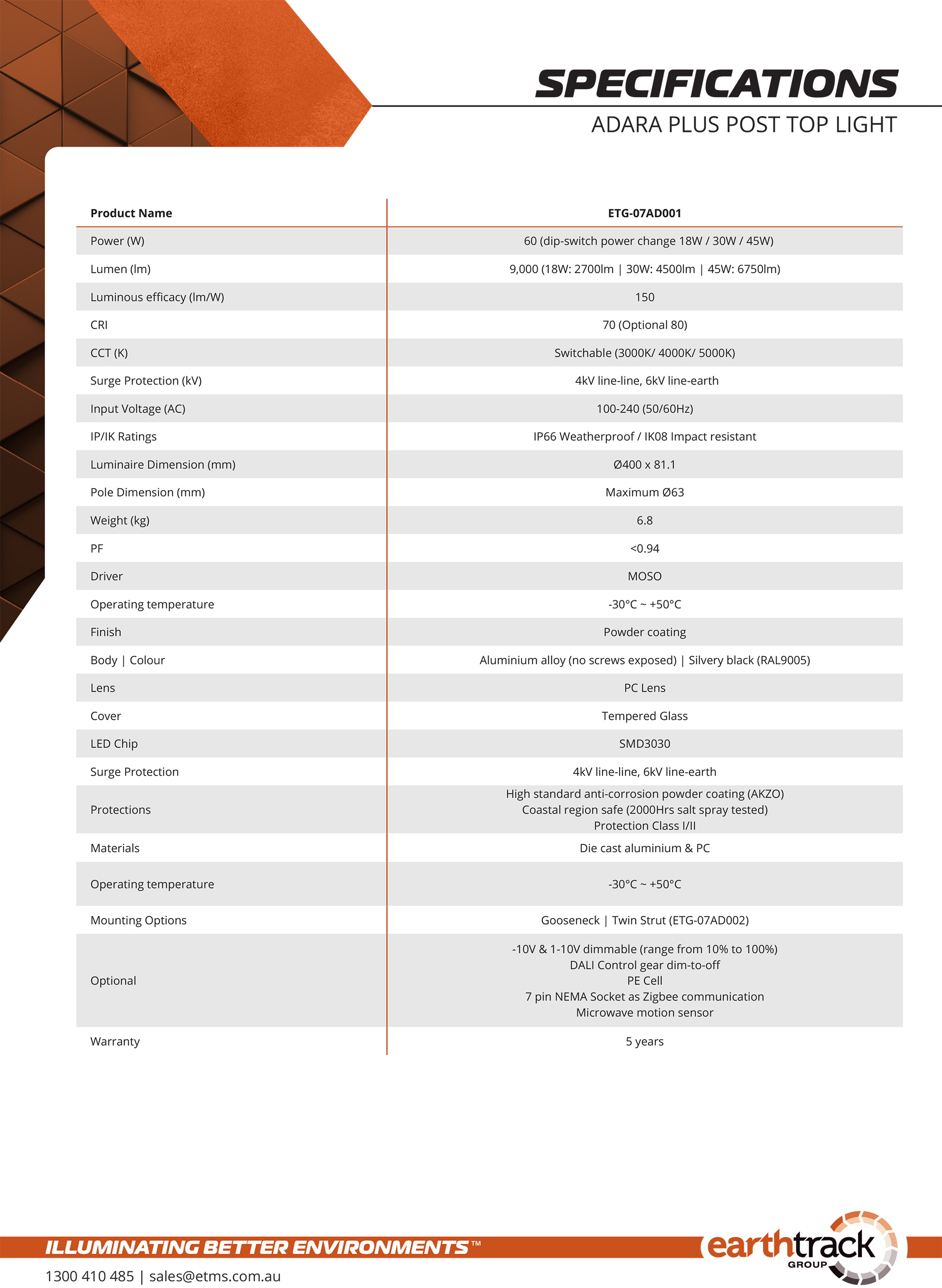 Product Specifications